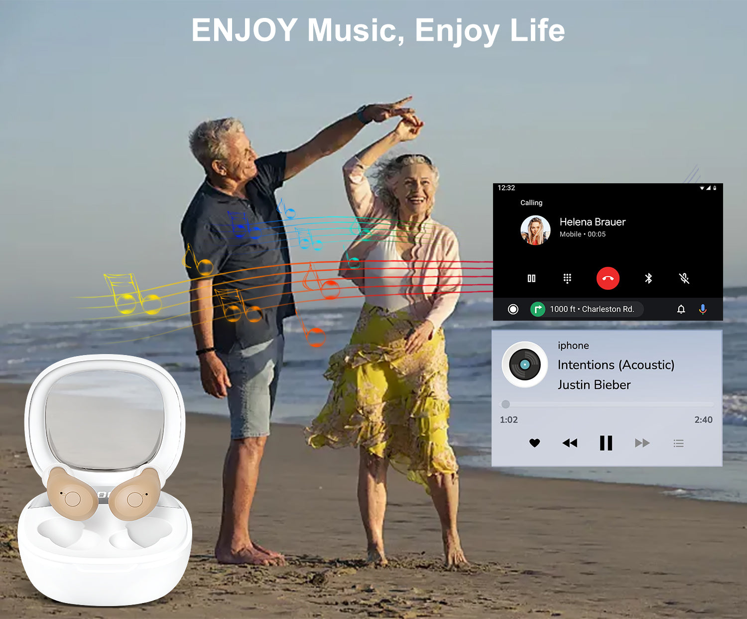 Lisouls™ OTC Bluetooth Hearing Aids – 16-Channel DSP • App Control • Rechargeable Case (60h Backup)